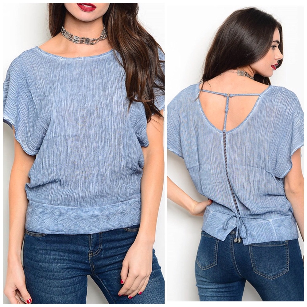 ❗️CLOSING SALE❗️ Sky Blue Mineral Wash Top